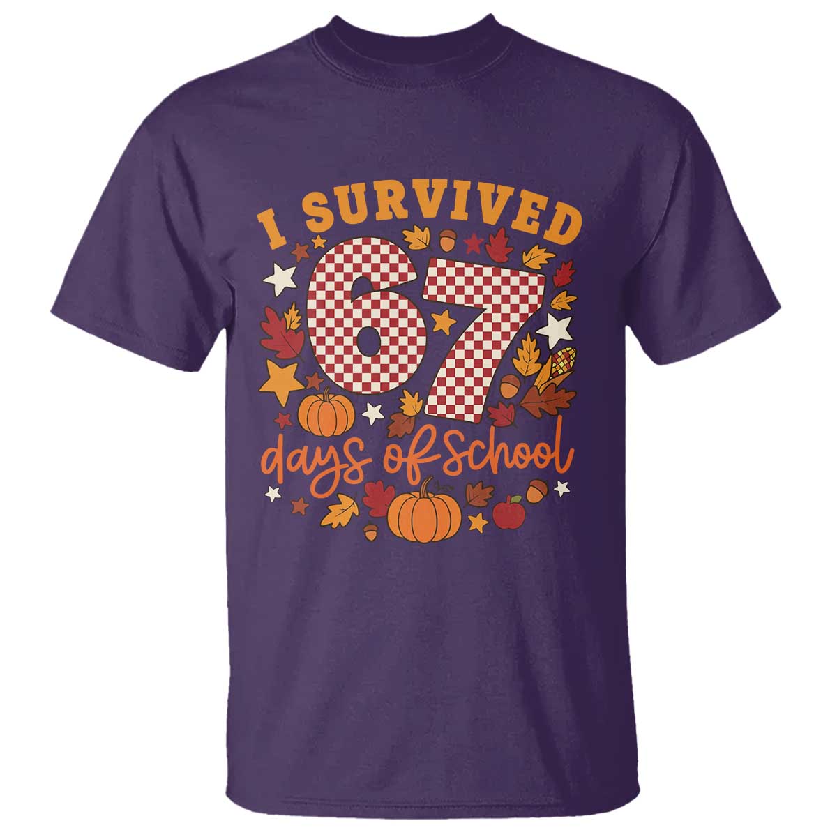 I Survived 67 Days of School T Shirt Autumn Fall Leaves Back To School - Wonder Print Shop