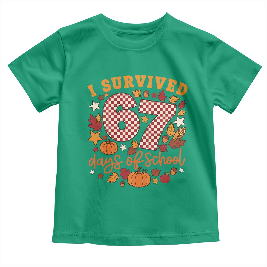 I Survived 67 Days of School Toddler T Shirt Autumn Fall Leaves Back To School - Wonder Print Shop
