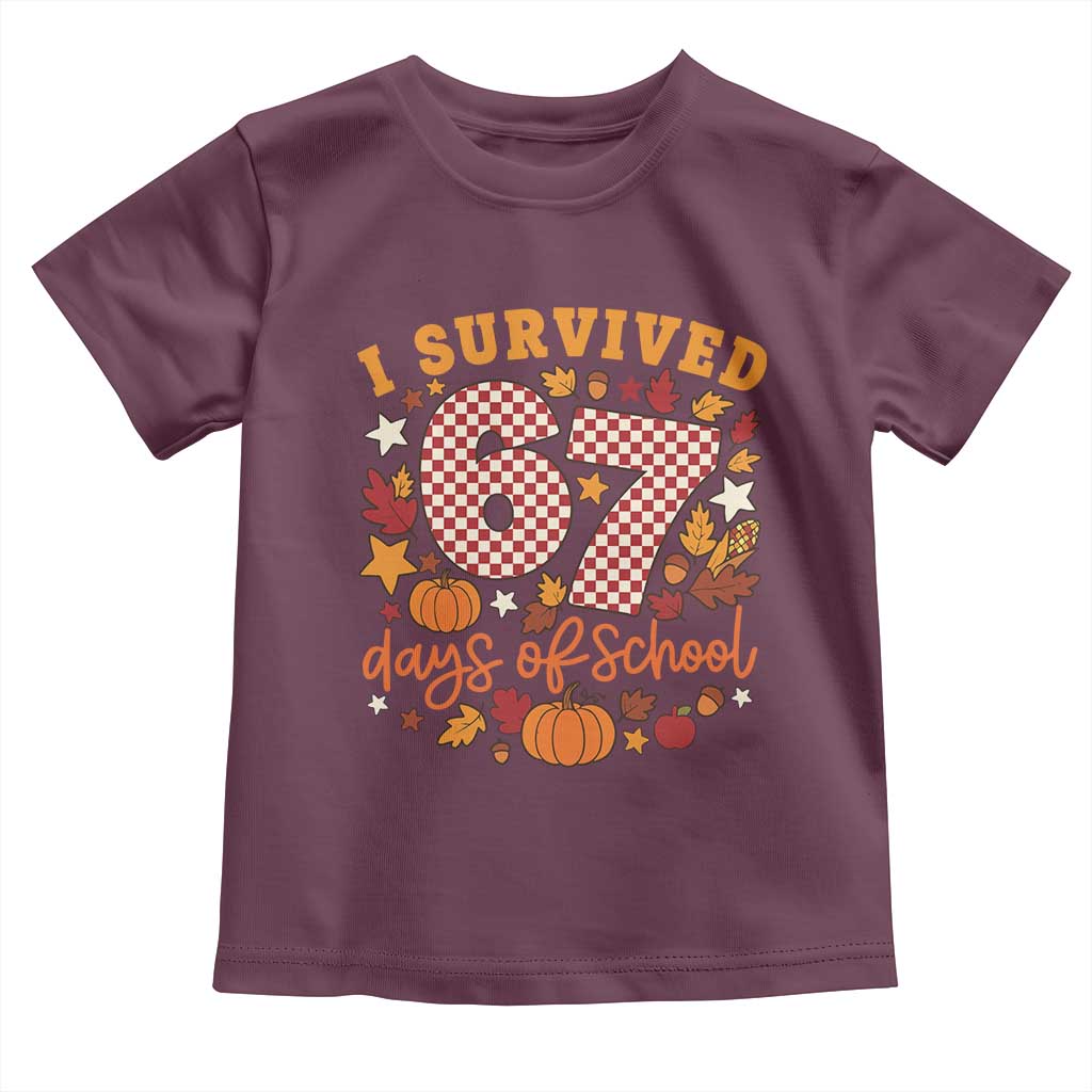 I Survived 67 Days of School Toddler T Shirt Autumn Fall Leaves Back To School - Wonder Print Shop
