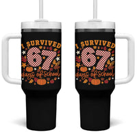 I Survived 67 Days of School Tumbler With Handle Autumn Fall Leaves Back To School - Wonder Print Shop