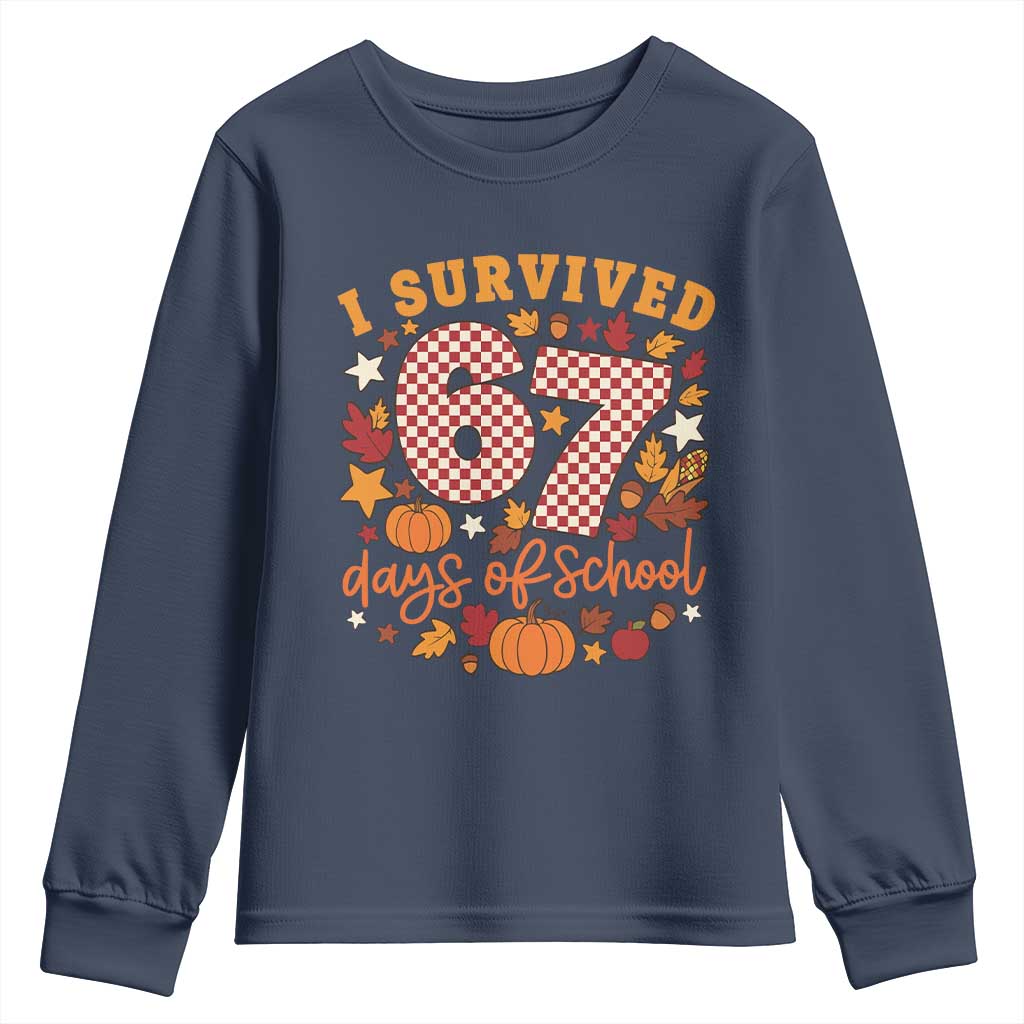 I Survived 67 Days of School Youth Sweatshirt Autumn Fall Leaves Back To School - Wonder Print Shop
