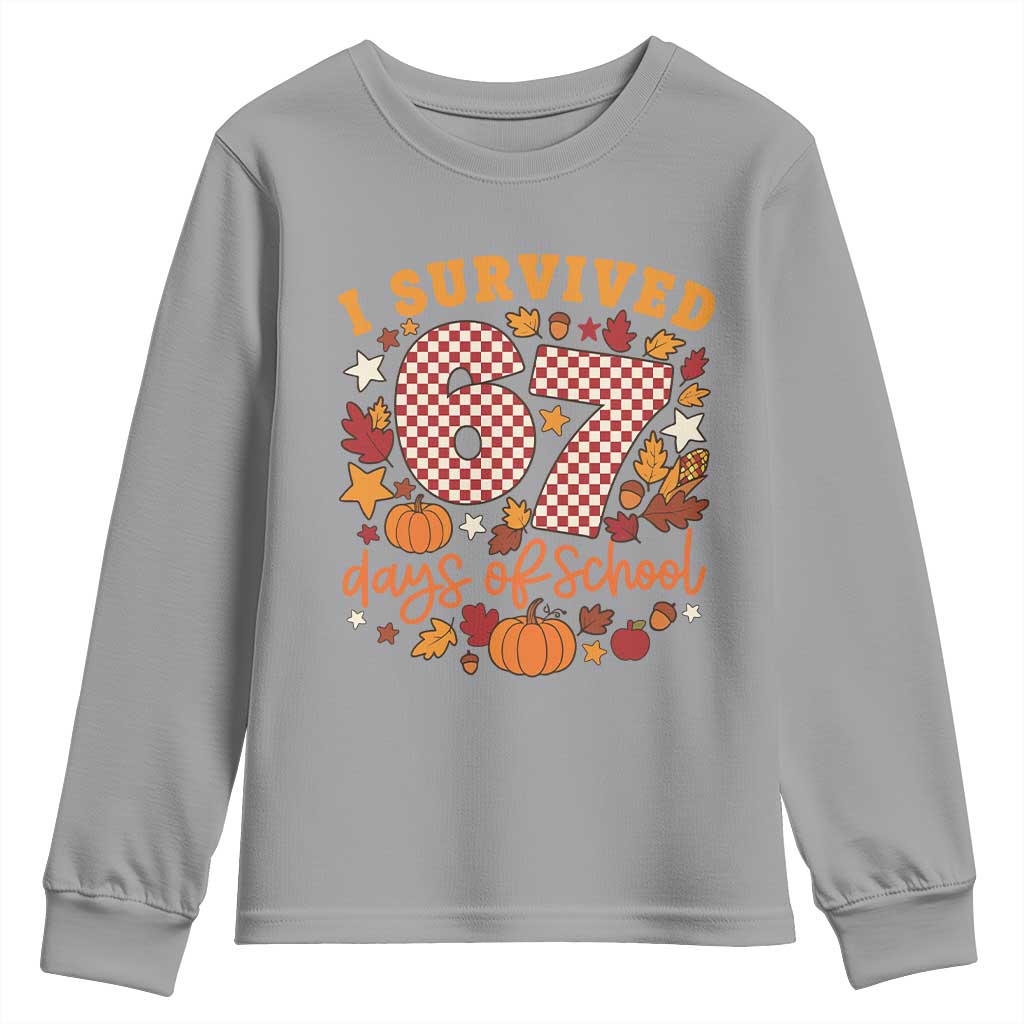 I Survived 67 Days of School Youth Sweatshirt Autumn Fall Leaves Back To School - Wonder Print Shop