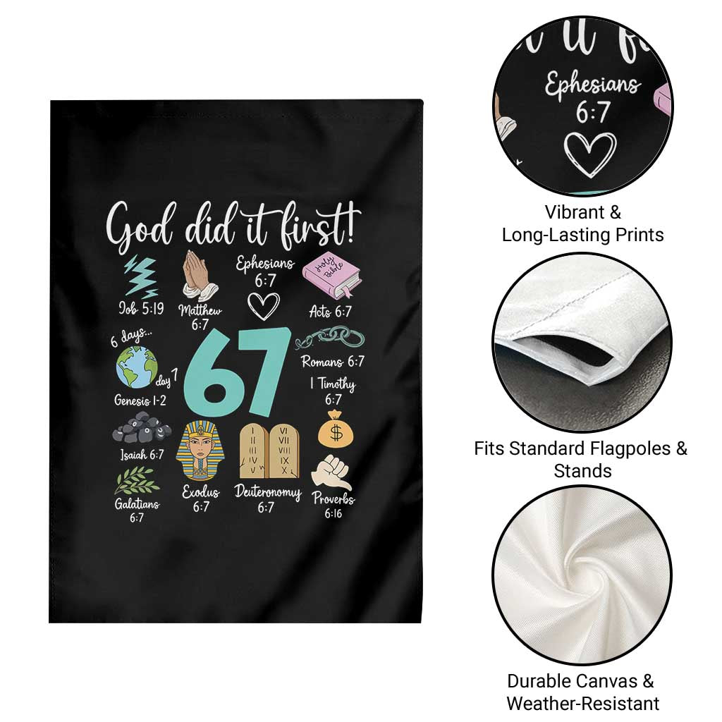 God Did It First 6 7 Garden Flag Funny Christian Bible Verse Meme 67 References - Wonder Print Shop