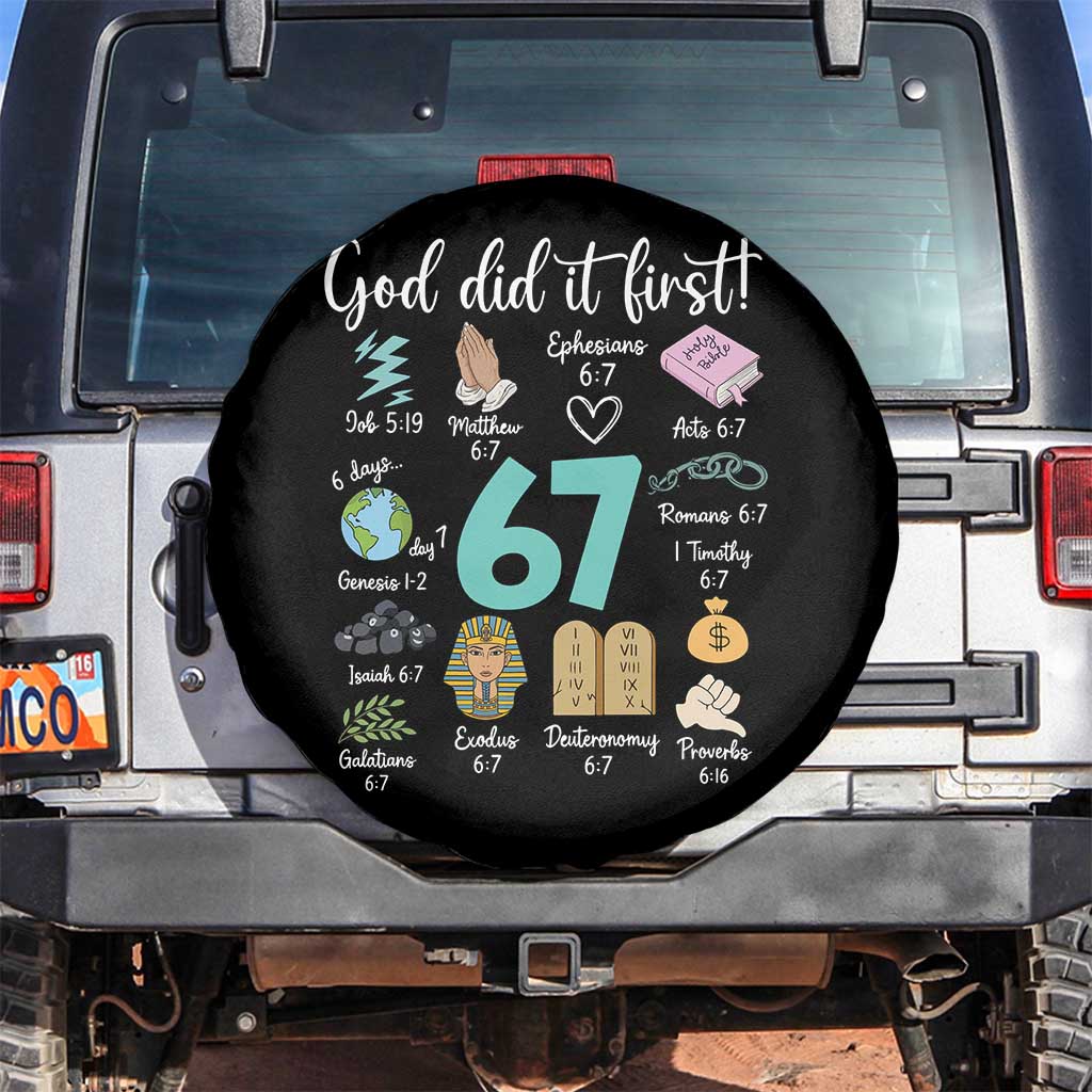 God Did It First 6 7 Spare Tire Cover Funny Christian Bible Verse Meme 67 References - Wonder Print Shop