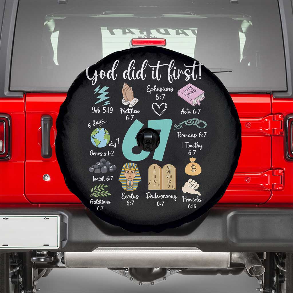 God Did It First 6 7 Spare Tire Cover Funny Christian Bible Verse Meme 67 References - Wonder Print Shop