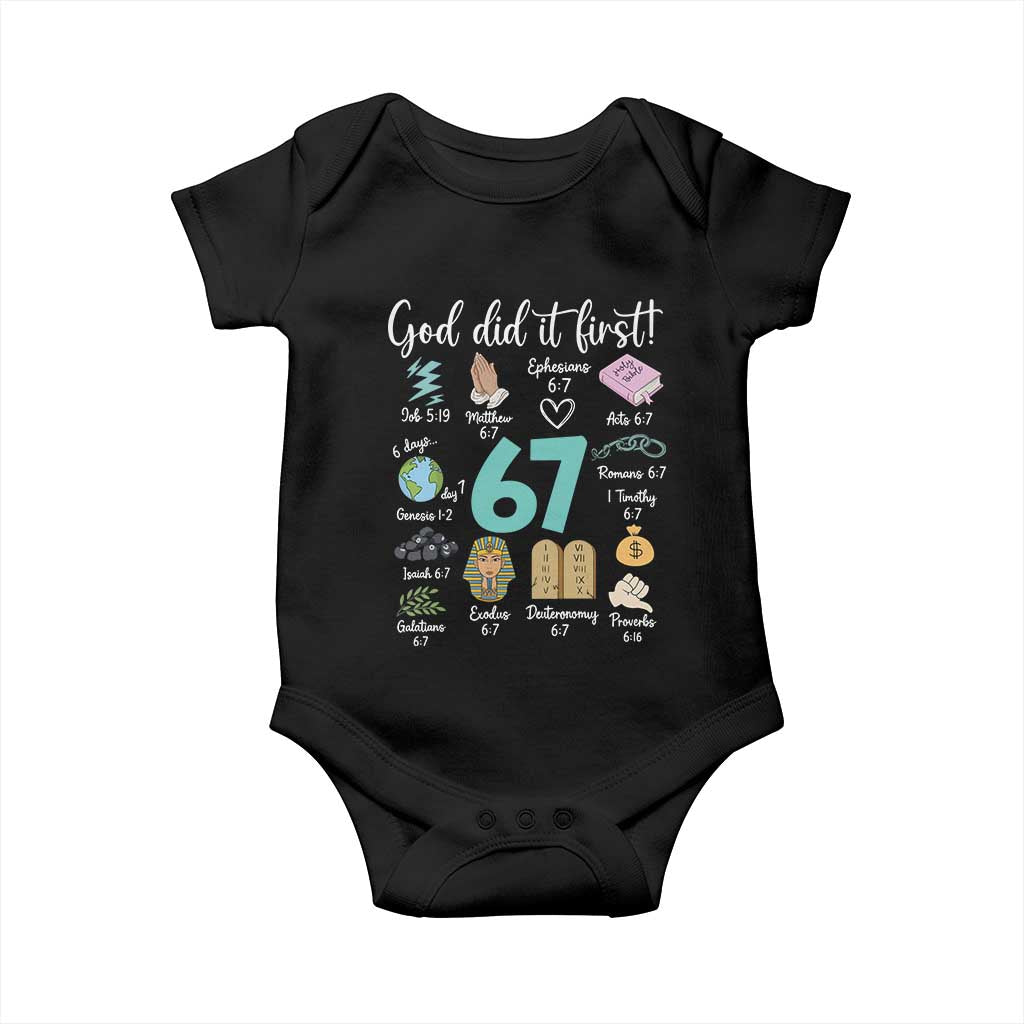 God Did It First 6 7 Baby Onesie Funny Christian Bible Verse Meme 67 References - Wonder Print Shop