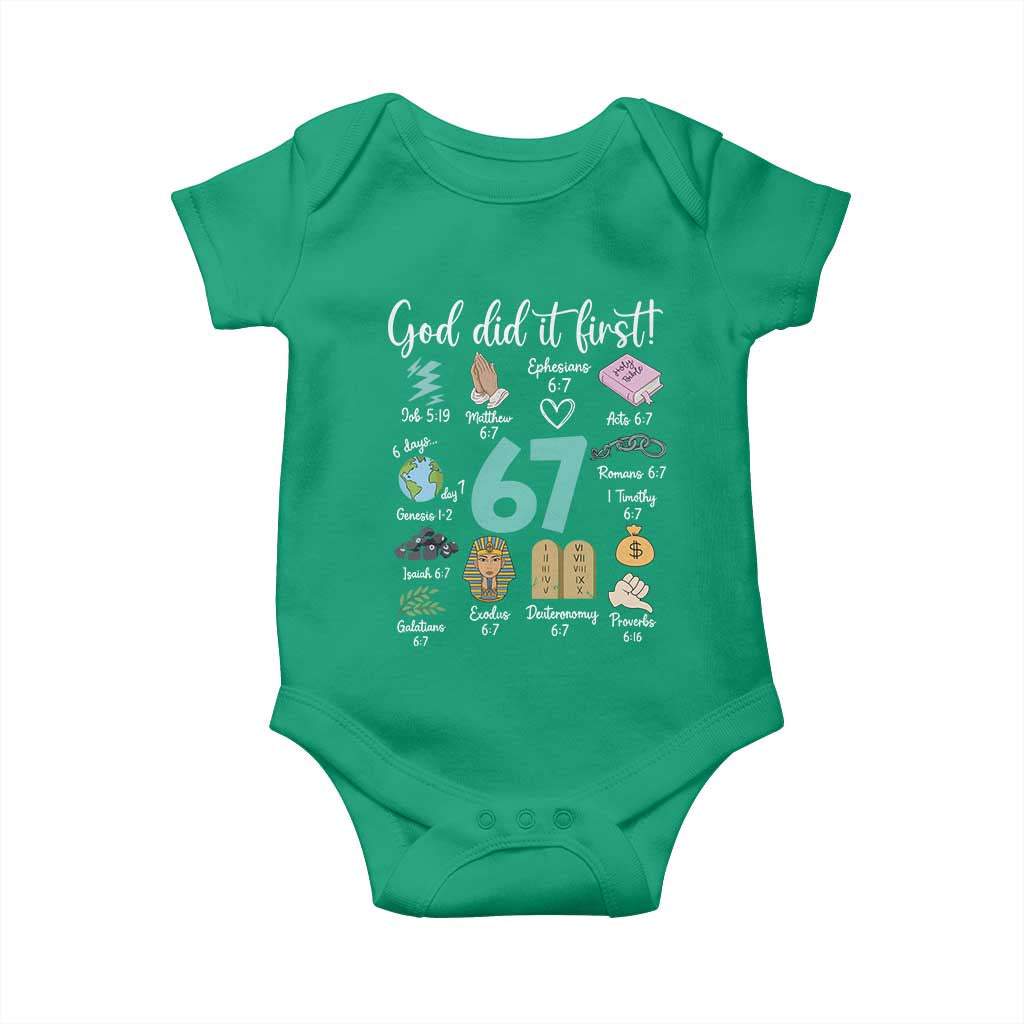 God Did It First 6 7 Baby Onesie Funny Christian Bible Verse Meme 67 References - Wonder Print Shop