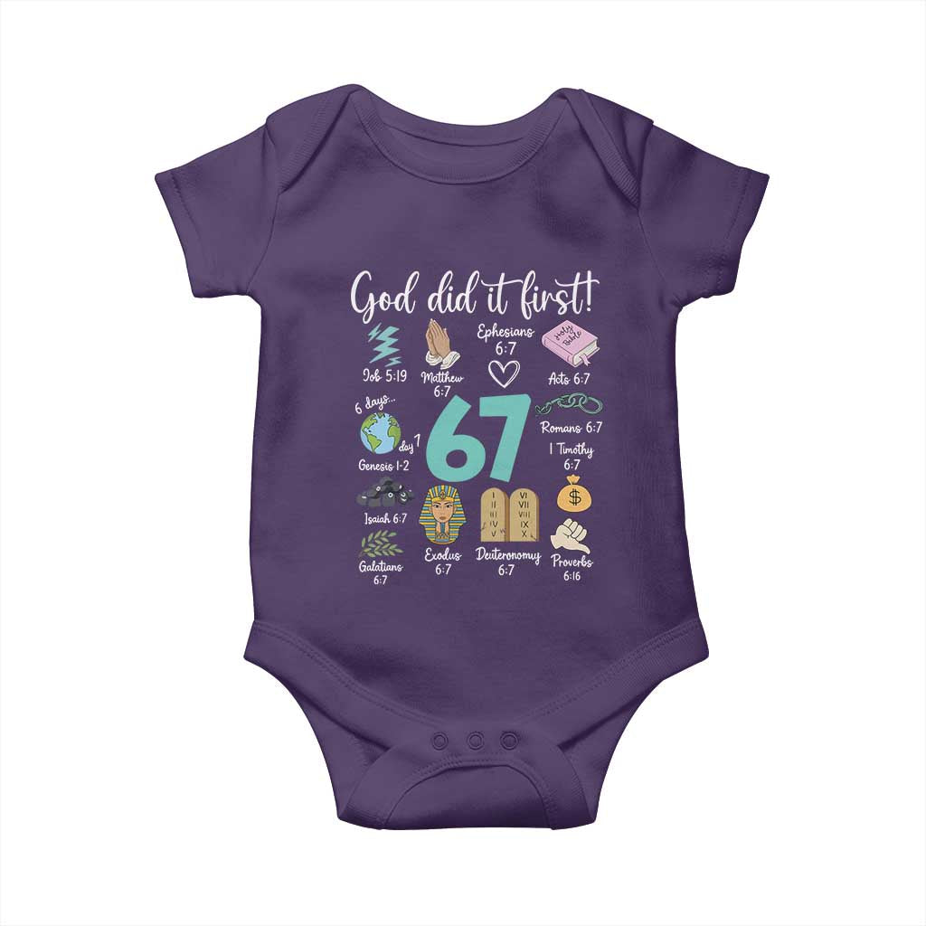 God Did It First 6 7 Baby Onesie Funny Christian Bible Verse Meme 67 References - Wonder Print Shop