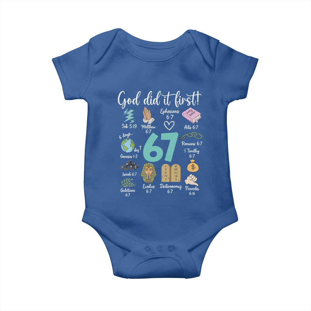 God Did It First 6 7 Baby Onesie Funny Christian Bible Verse Meme 67 References - Wonder Print Shop