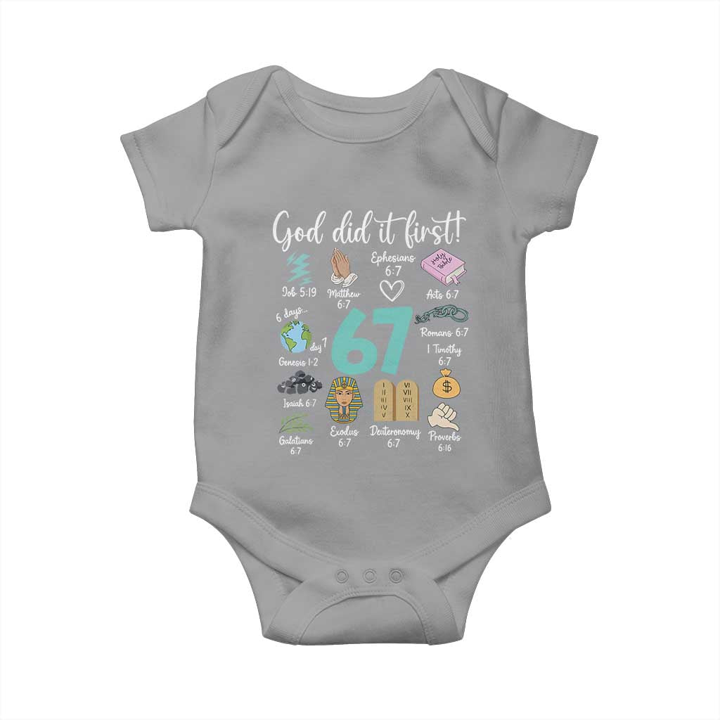 God Did It First 6 7 Baby Onesie Funny Christian Bible Verse Meme 67 References - Wonder Print Shop