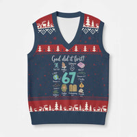 God Did It First 6 7 V-Neck Knit Sweater Vest Funny Christian Bible Verse Meme 67 References - Wonder Print Shop