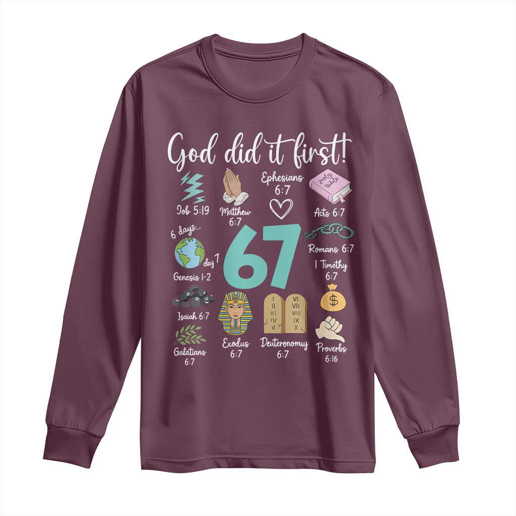 God Did It First 6 7 Long Sleeve Shirt Funny Christian Bible Verse Meme 67 References - Wonder Print Shop