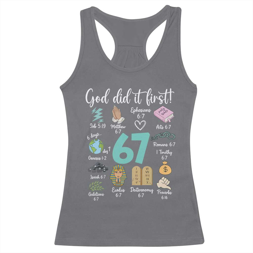 God Did It First 6 7 Racerback Tank Top Funny Christian Bible Verse Meme 67 References - Wonder Print Shop
