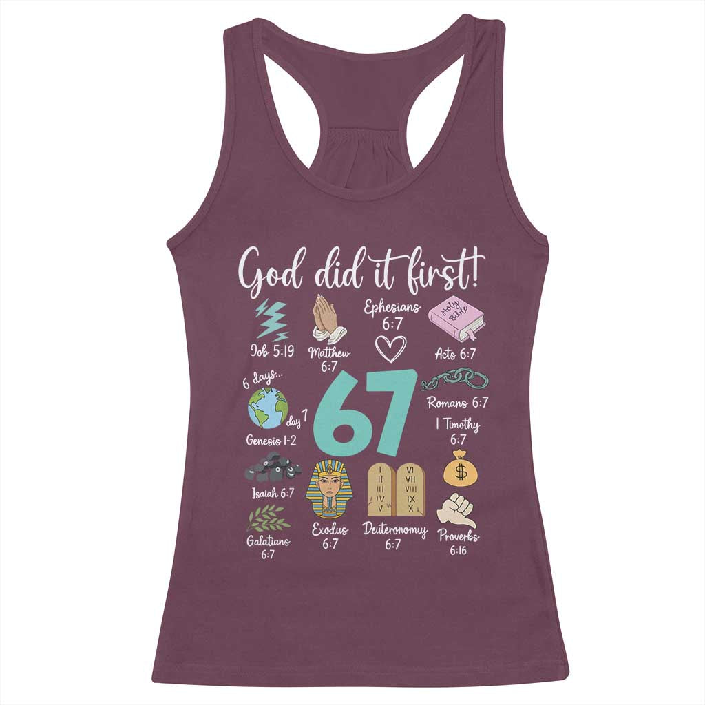 God Did It First 6 7 Racerback Tank Top Funny Christian Bible Verse Meme 67 References - Wonder Print Shop