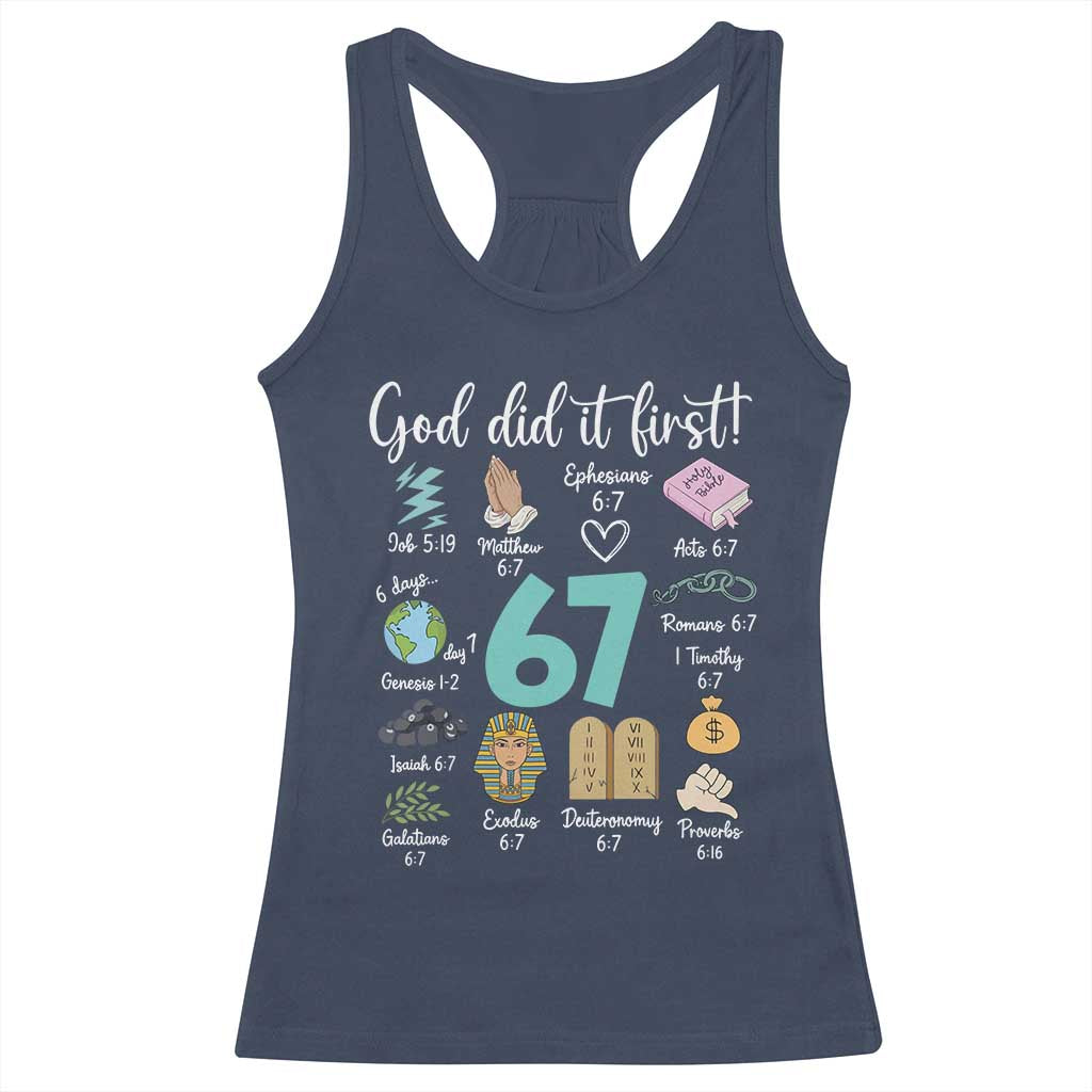 God Did It First 6 7 Racerback Tank Top Funny Christian Bible Verse Meme 67 References - Wonder Print Shop