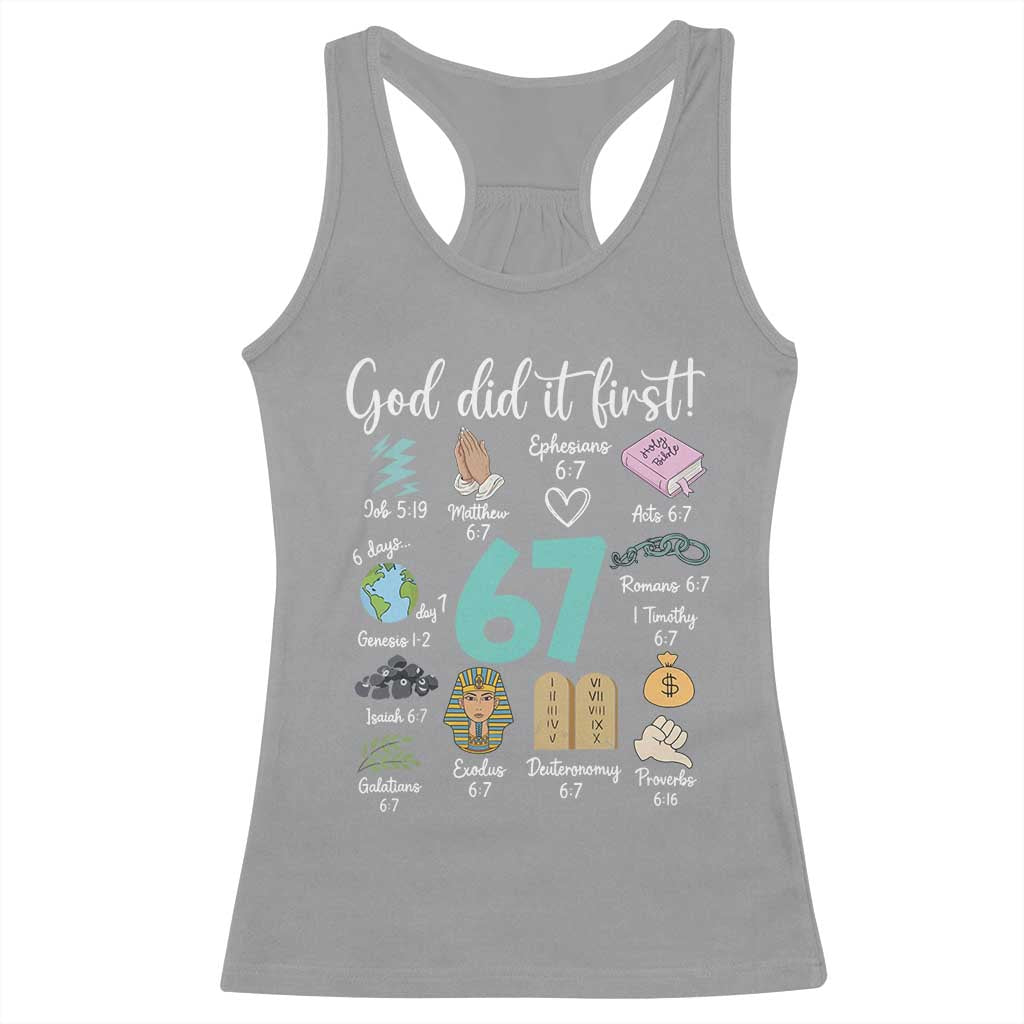 God Did It First 6 7 Racerback Tank Top Funny Christian Bible Verse Meme 67 References - Wonder Print Shop