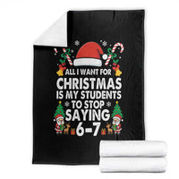 Funny Anti Six Seven Teacher Christmas Throw Blanket My Students To Stop Saying 67 Santa Hat Candy Canes - Wonder Print Shop