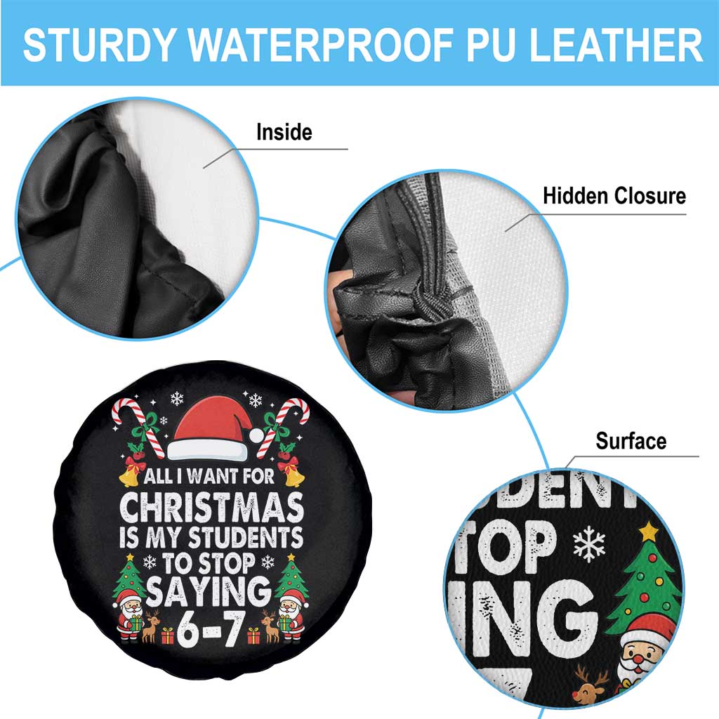 Funny Anti Six Seven Teacher Christmas Spare Tire Cover My Students To Stop Saying 67 Santa Hat Candy Canes - Wonder Print Shop