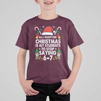 Funny Anti Six Seven Teacher Christmas T Shirt For Kid My Students To Stop Saying 67 Santa Hat Candy Canes - Wonder Print Shop
