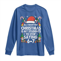 Funny Anti Six Seven Teacher Christmas Long Sleeve Shirt My Students To Stop Saying 67 Santa Hat Candy Canes - Wonder Print Shop
