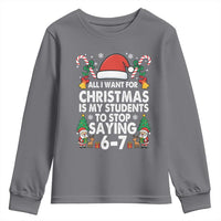 Funny Anti Six Seven Teacher Christmas Youth Sweatshirt My Students To Stop Saying 67 Santa Hat Candy Canes - Wonder Print Shop