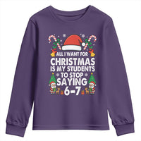 Funny Anti Six Seven Teacher Christmas Youth Sweatshirt My Students To Stop Saying 67 Santa Hat Candy Canes - Wonder Print Shop