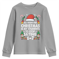 Funny Anti Six Seven Teacher Christmas Youth Sweatshirt My Students To Stop Saying 67 Santa Hat Candy Canes - Wonder Print Shop