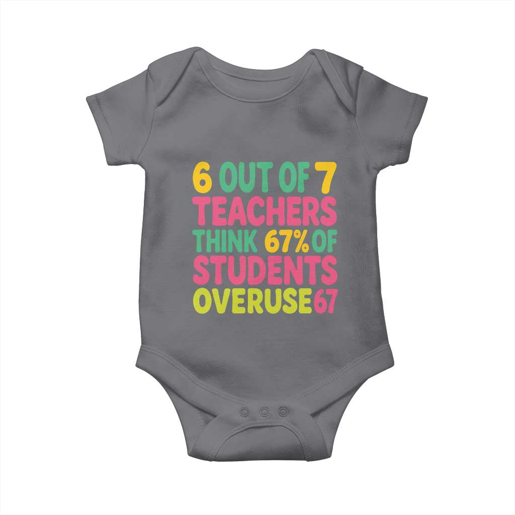 6 Out of 7 Teachers Think 67 Percent of Students Overuse 67 Baby Onesie Funny Viral Meme Educators - Wonder Print Shop
