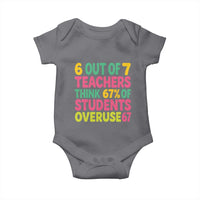6 Out of 7 Teachers Think 67 Percent of Students Overuse 67 Baby Onesie Funny Viral Meme Educators - Wonder Print Shop