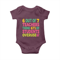 6 Out of 7 Teachers Think 67 Percent of Students Overuse 67 Baby Onesie Funny Viral Meme Educators - Wonder Print Shop