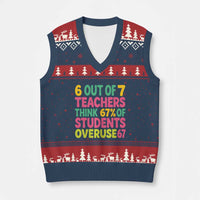 6 Out of 7 Teachers Think 67 Percent of Students Overuse 67 V-Neck Knit Sweater Vest Funny Viral Meme Educators - Wonder Print Shop