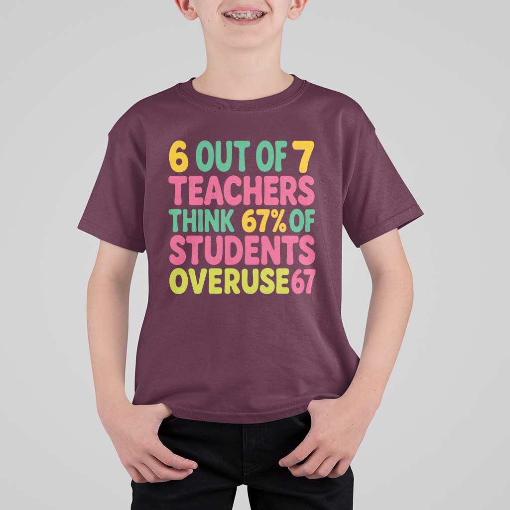 6 Out of 7 Teachers Think 67 Percent of Students Overuse 67 T Shirt For Kid Funny Viral Meme Educators - Wonder Print Shop