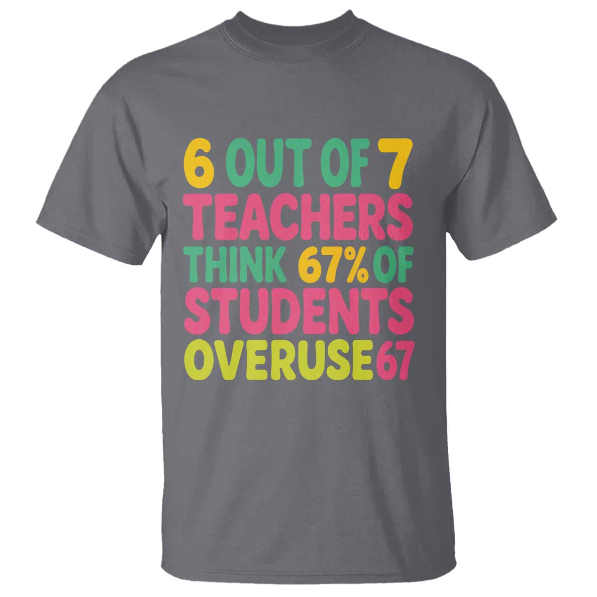 6 Out of 7 Teachers Think 67 Percent of Students Overuse 67 T Shirt Funny Viral Meme Educators - Wonder Print Shop