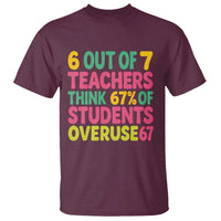 6 Out of 7 Teachers Think 67 Percent of Students Overuse 67 T Shirt Funny Viral Meme Educators - Wonder Print Shop