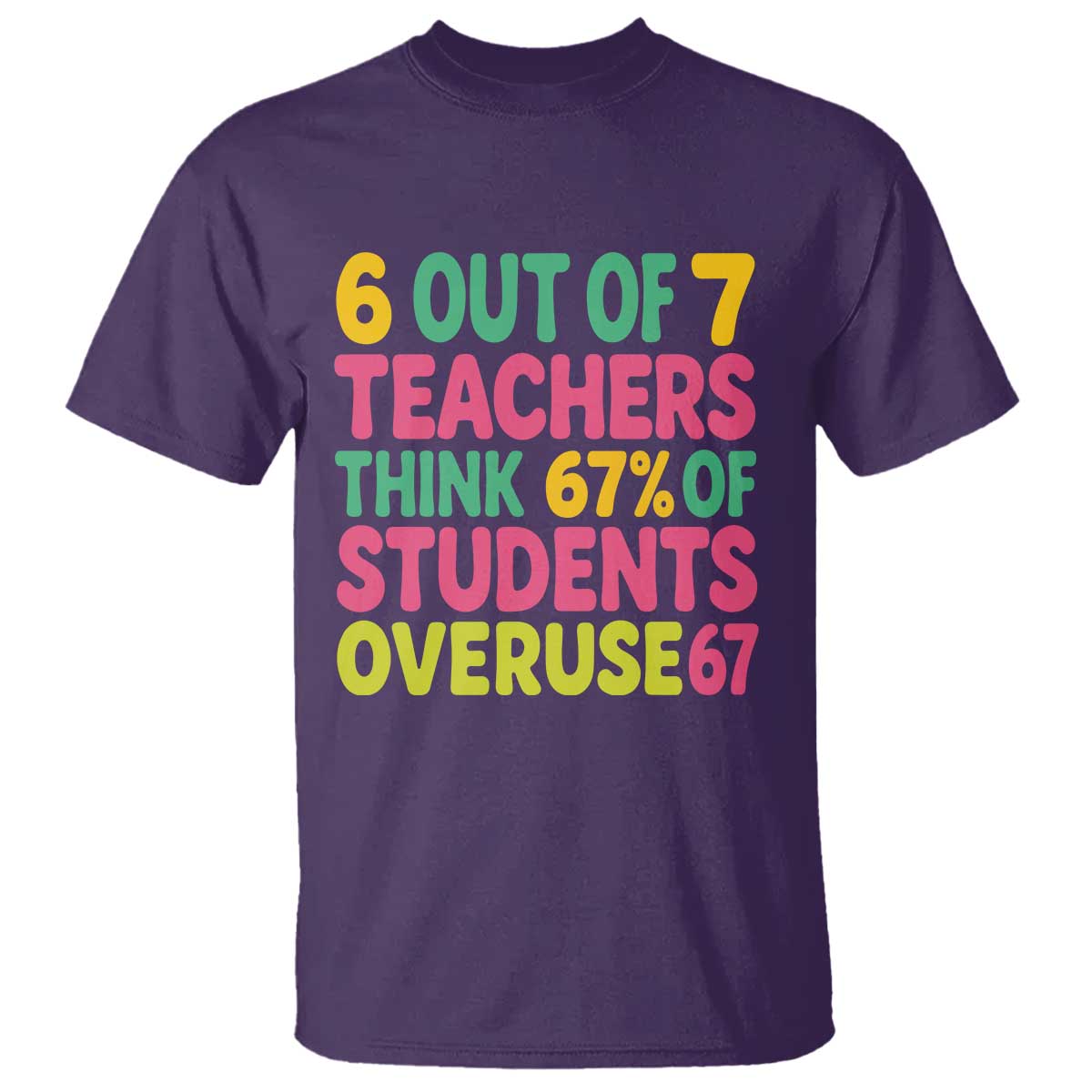 6 Out of 7 Teachers Think 67 Percent of Students Overuse 67 T Shirt Funny Viral Meme Educators - Wonder Print Shop