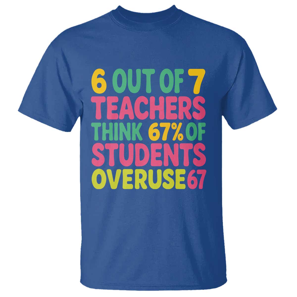 6 Out of 7 Teachers Think 67 Percent of Students Overuse 67 T Shirt Funny Viral Meme Educators - Wonder Print Shop