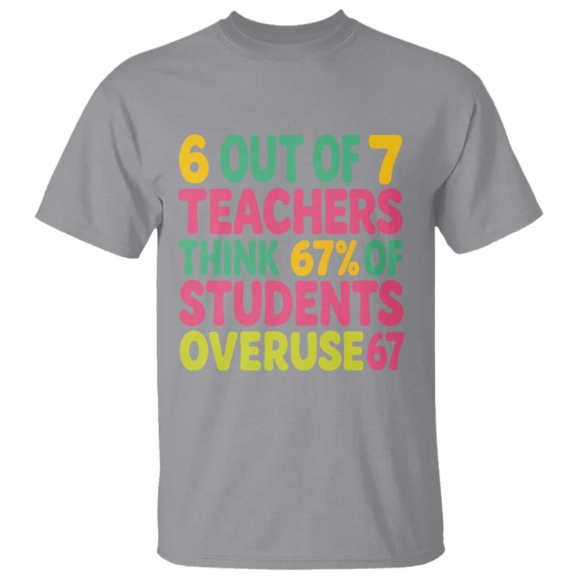 6 Out of 7 Teachers Think 67 Percent of Students Overuse 67 T Shirt Funny Viral Meme Educators - Wonder Print Shop