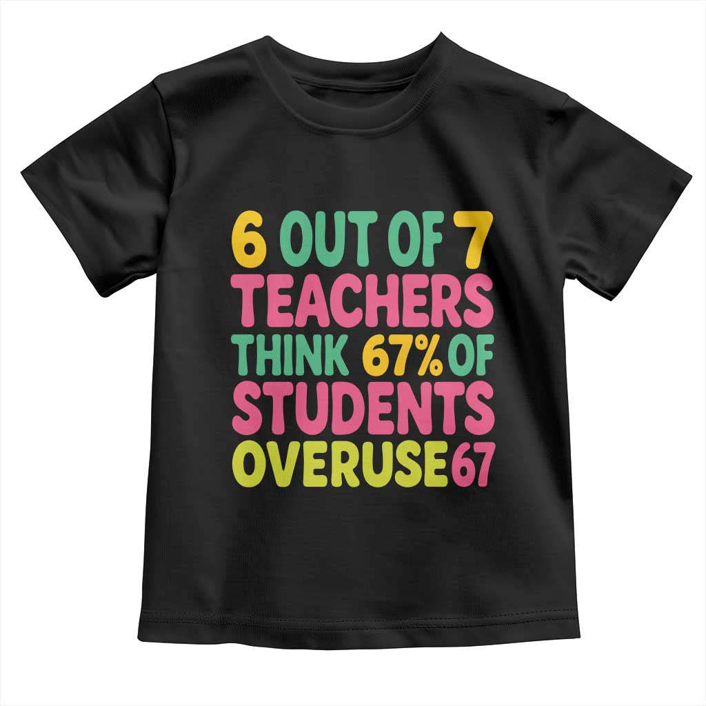 6 Out of 7 Teachers Think 67 Percent of Students Overuse 67 Toddler T Shirt Funny Viral Meme Educators - Wonder Print Shop
