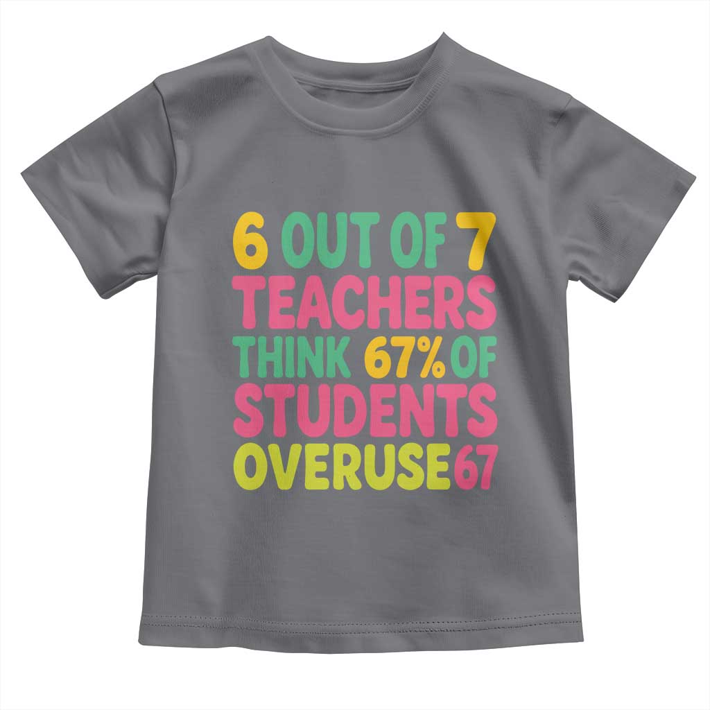 6 Out of 7 Teachers Think 67 Percent of Students Overuse 67 Toddler T Shirt Funny Viral Meme Educators - Wonder Print Shop