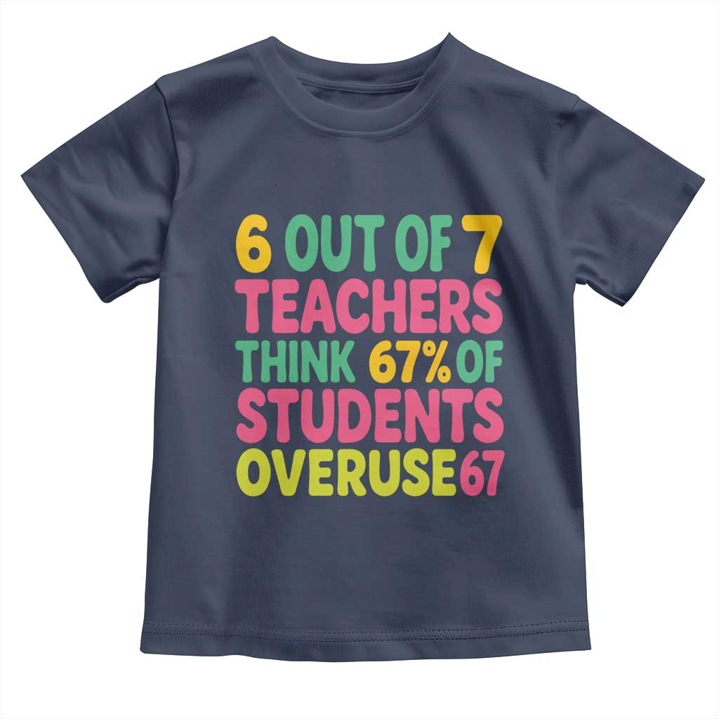 6 Out of 7 Teachers Think 67 Percent of Students Overuse 67 Toddler T Shirt Funny Viral Meme Educators - Wonder Print Shop