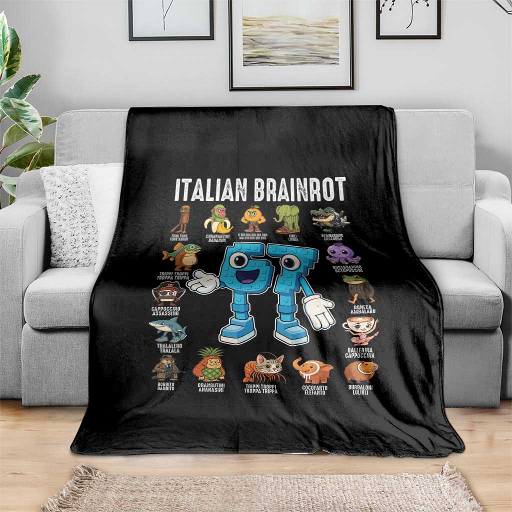 Italian Brainrot 67 Meme Throw Blanket Funny Six Seven Absurdist Viral Chaoscore Internet Humor Addicts - undefined
