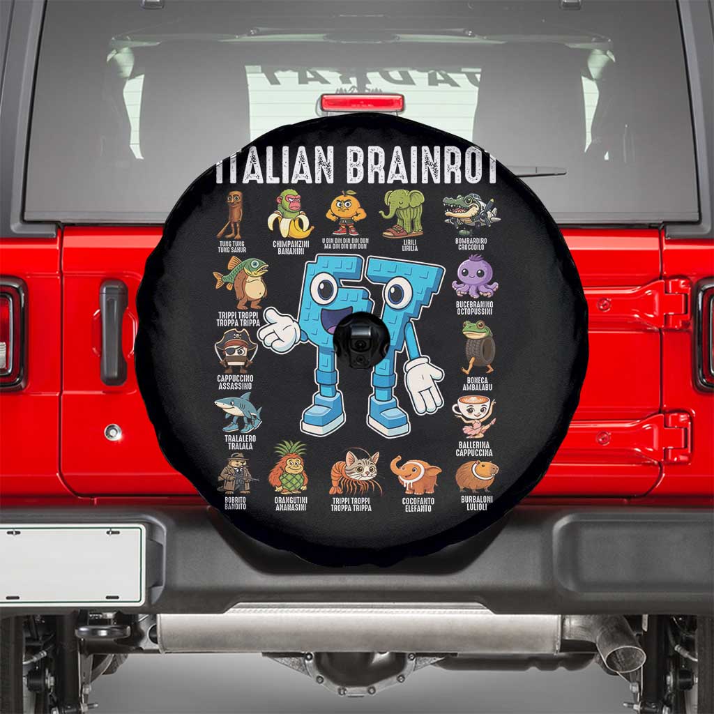Italian Brainrot 67 Meme Spare Tire Cover Funny Six Seven Absurdist Viral Chaoscore Internet Humor Addicts - Wonder Print Shop