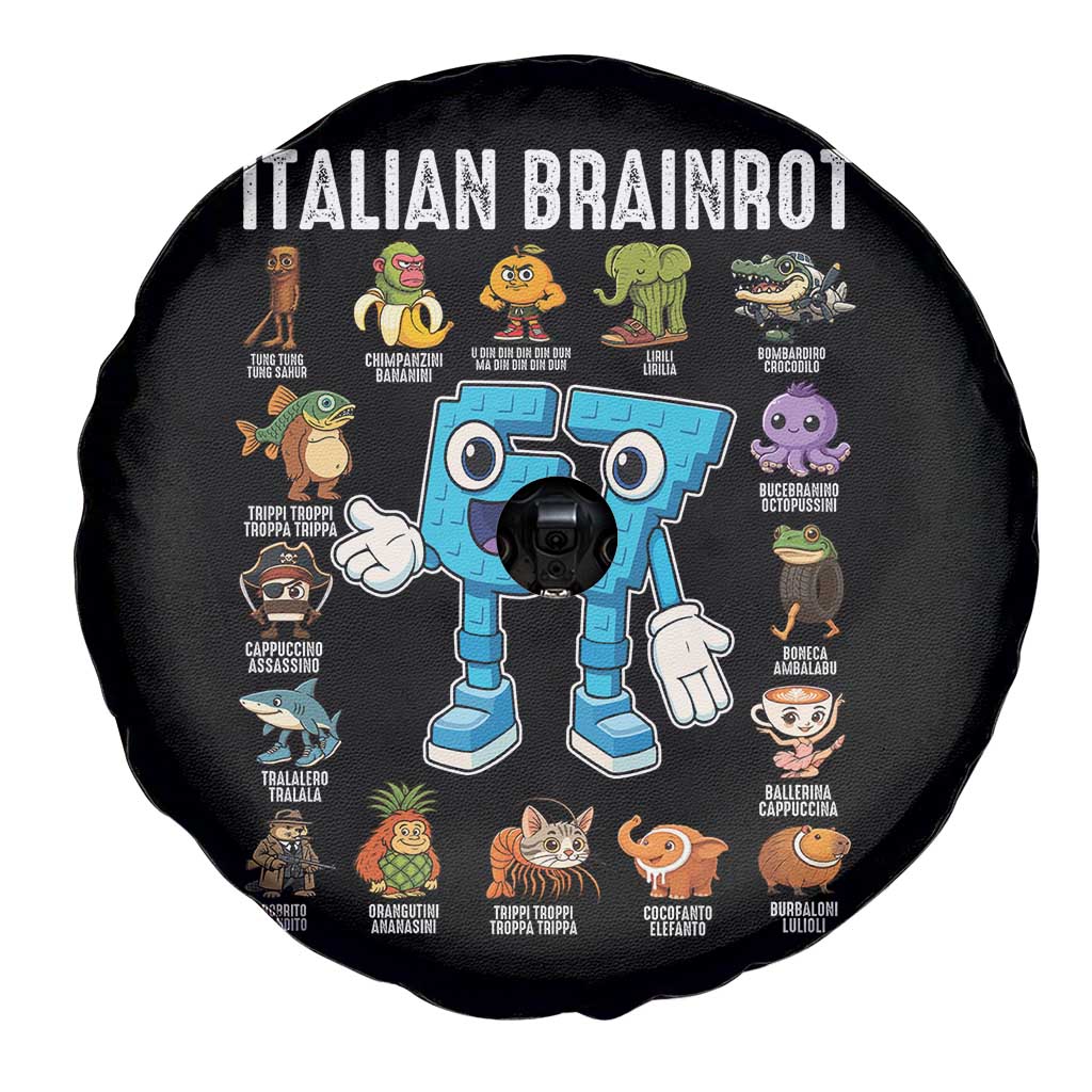 Italian Brainrot 67 Meme Spare Tire Cover Funny Six Seven Absurdist Viral Chaoscore Internet Humor Addicts - Wonder Print Shop
