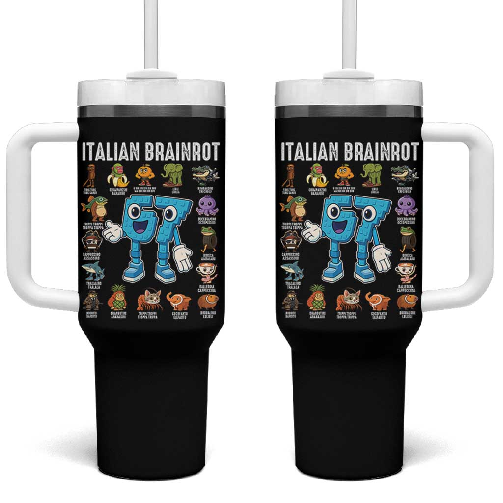 Italian Brainrot 67 Meme Tumbler With Handle Funny Six Seven Absurdist Viral Chaoscore Internet Humor Addicts - Wonder Print Shop