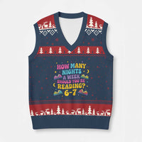 How Many Nights a Week Should You Be Reading 6 7 V-Neck Knit Sweater Vest Funny Book Meme for Teachers Students - Wonder Print Shop