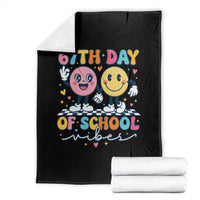 67th Day of School Vibes Throw Blanket Cute Retro Smiling Face for Students & Teachers - Wonder Print Shop