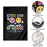 67th Day of School Vibes Garden Flag Cute Retro Smiling Face for Students & Teachers - Wonder Print Shop