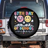 67th Day of School Vibes Spare Tire Cover Cute Retro Smiling Face for Students & Teachers - Wonder Print Shop