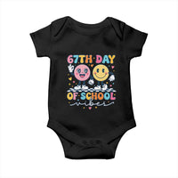 67th Day of School Vibes Baby Onesie Cute Retro Smiling Face for Students & Teachers - Wonder Print Shop