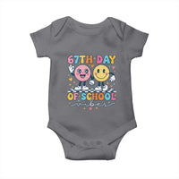 67th Day of School Vibes Baby Onesie Cute Retro Smiling Face for Students & Teachers - Wonder Print Shop